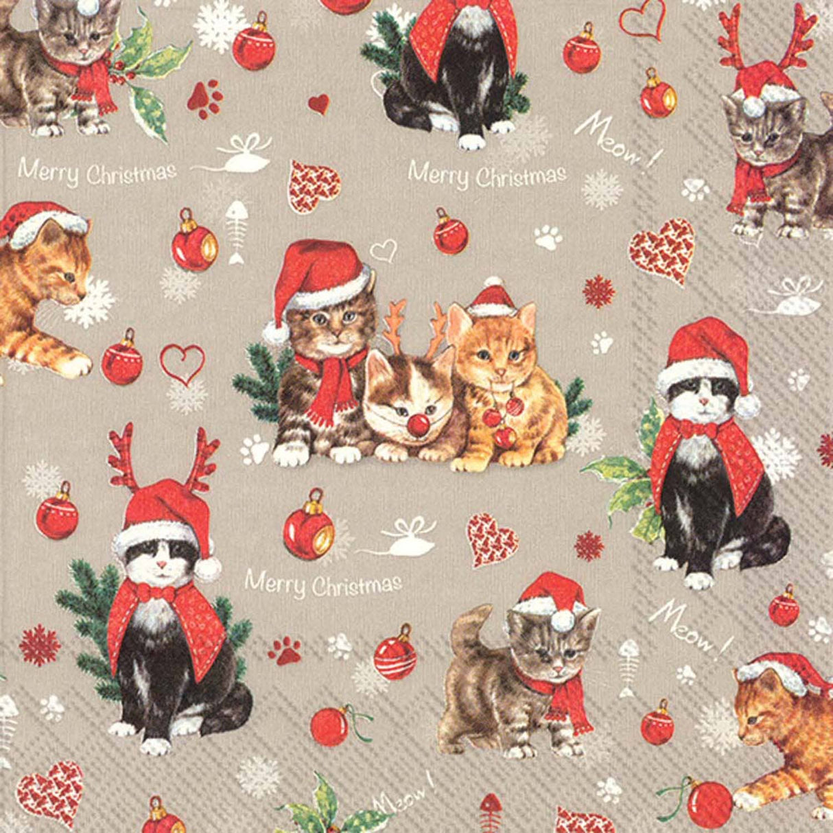 Christmas Paper Lunch Napkins: Cats Celebration - The Regal Find