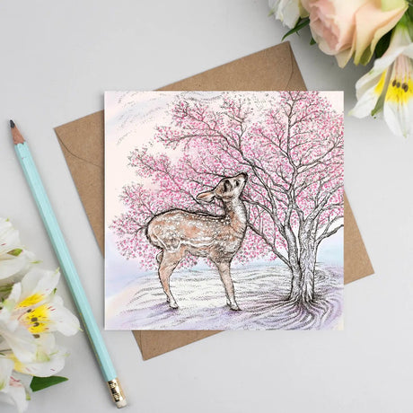 Deer and Blossom Greeting Card - The Regal Find