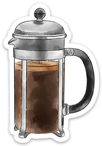 French Press Sticker 3x2in - The Regal Find