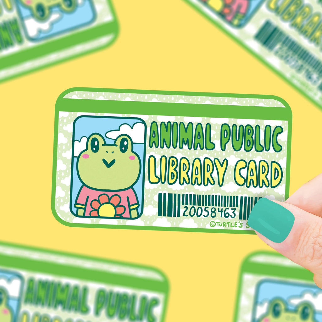 Frog Public Library Member Card Cute Animal Vinyl Sticker - The Regal Find