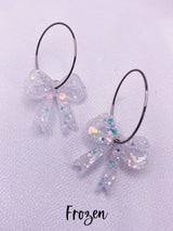 Fun Holiday Bow Hoops Earrings: Xmas Tree / Silver Hoops - The Regal Find