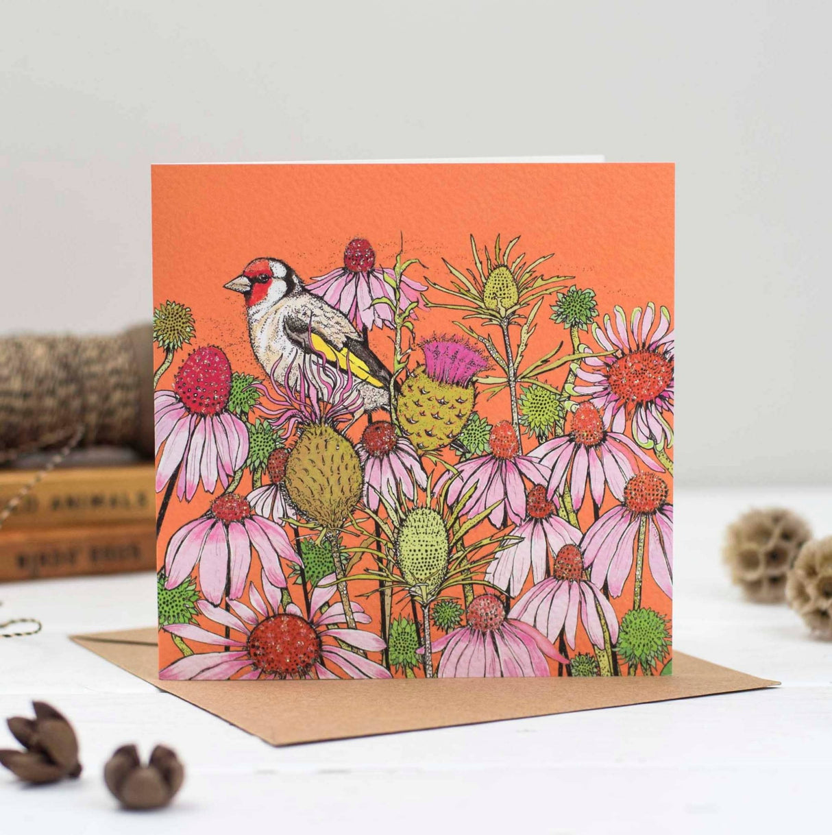 Goldfinch and Coneflowers Greeting Card - The Regal Find