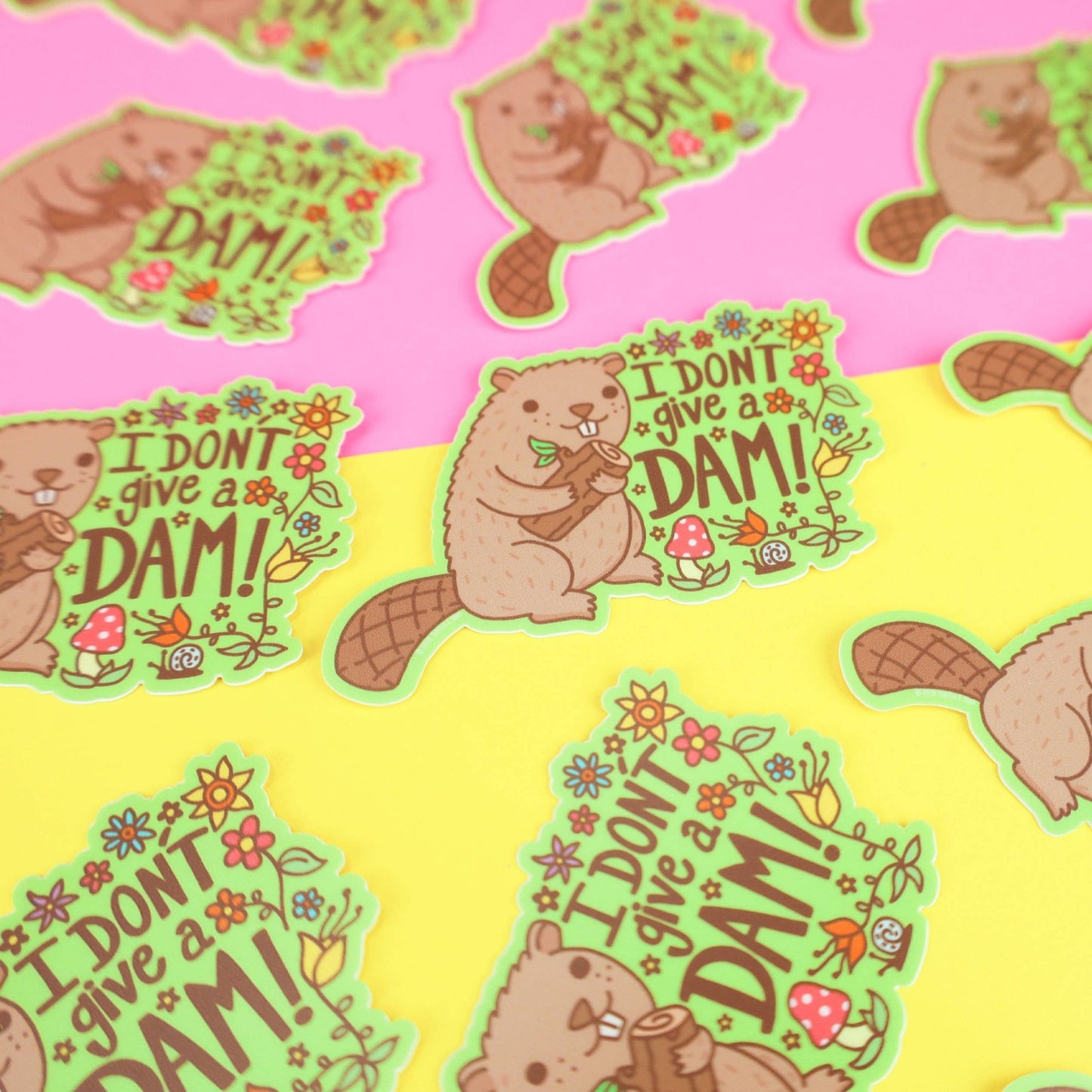 I Don't Give A Dam Beaver Funny Pun Woodland Vinyl Sticker - The Regal Find