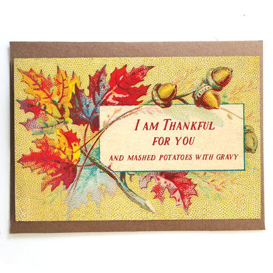 I'm Thankful For You and Mashed Potatoes With Gravy; Vintage Thanksgiving Card; Thanksgiving Humor; Gratefulness; Thankful - The Regal Find