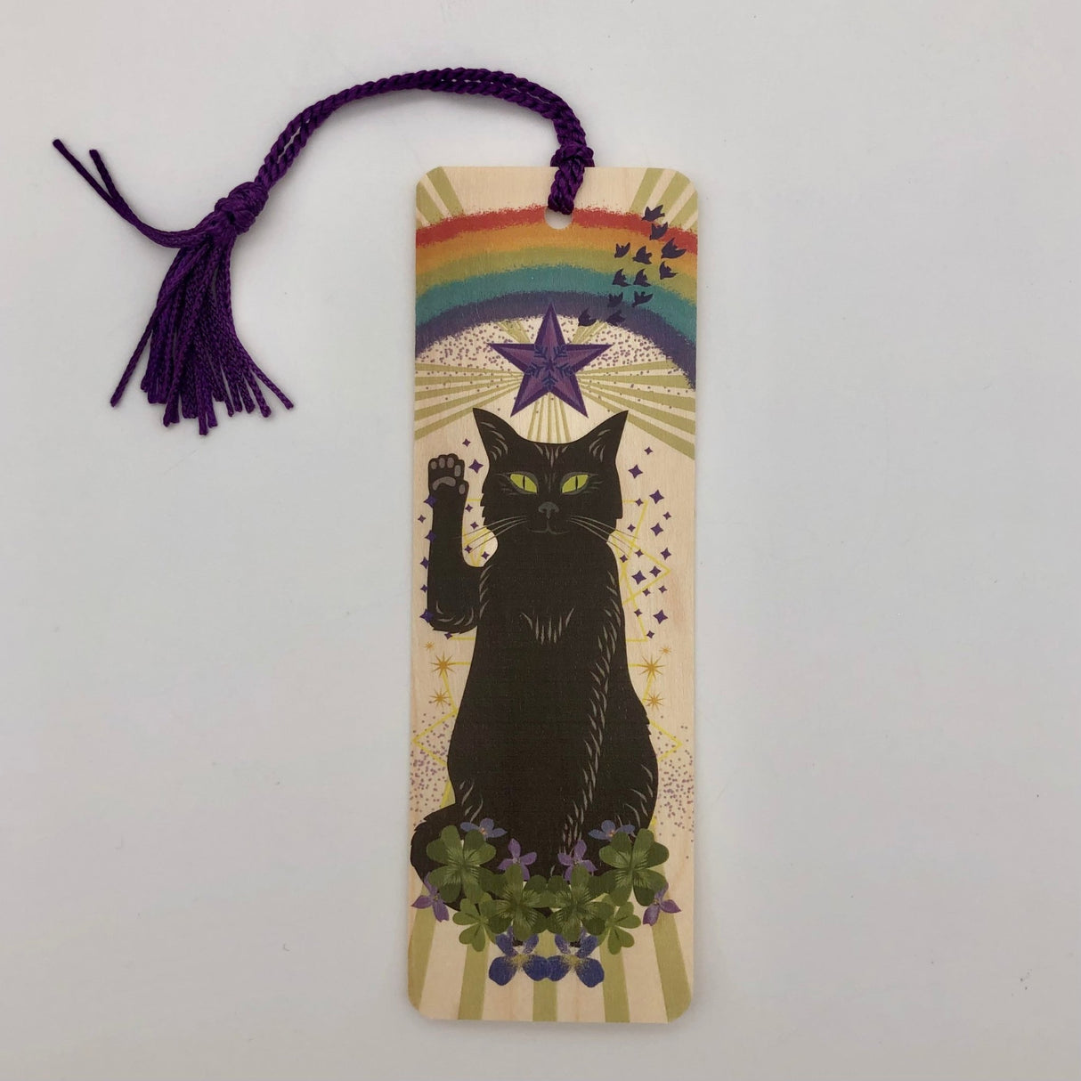 Luck Cat Wood Bookmark with Tassel - The Regal Find