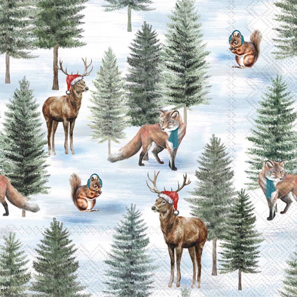 Paper Lunch Napkins 20 ct Nordic Winter Animals Christmas - The Regal Find