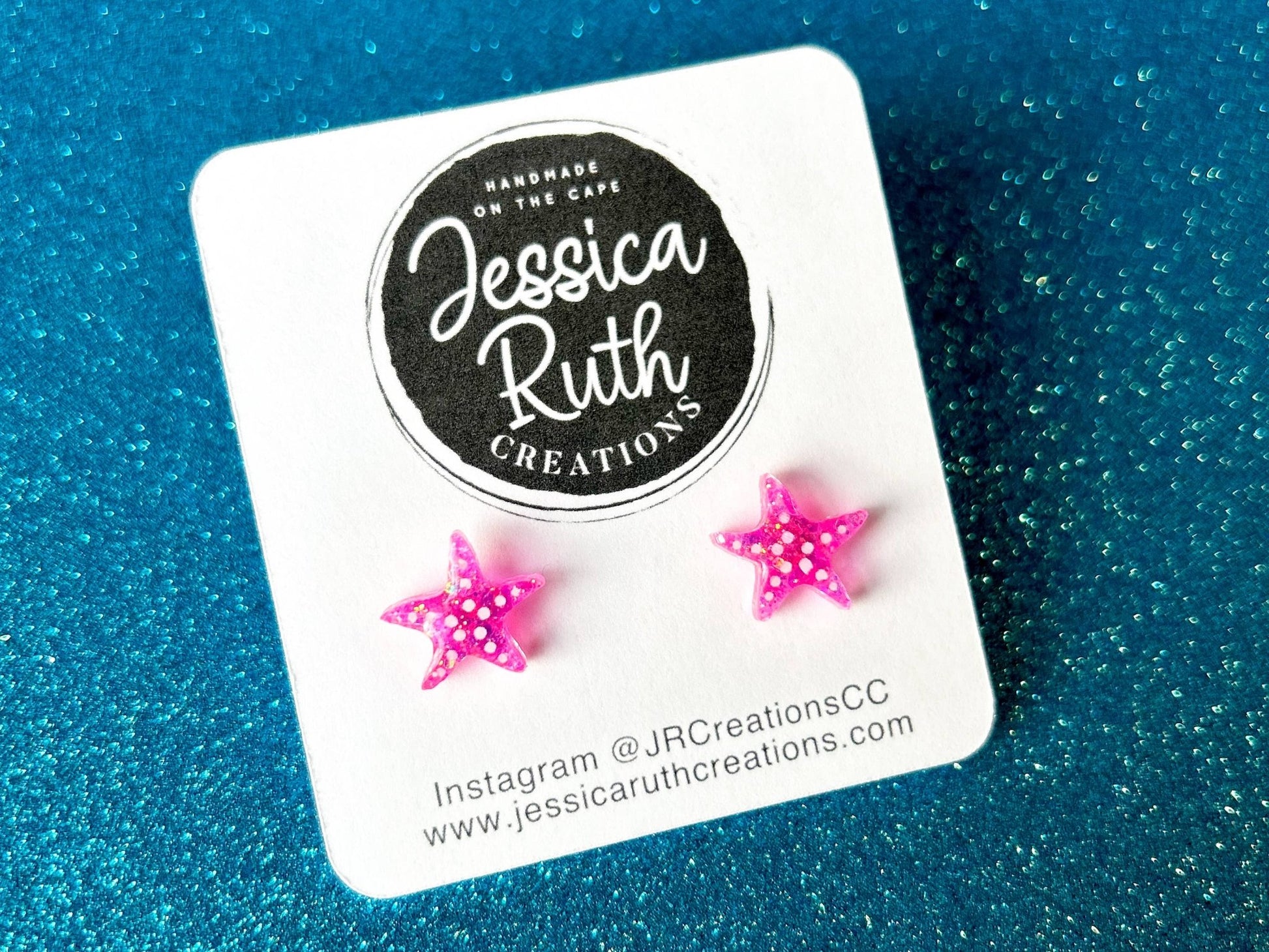 Pretty White, Pink, or Blue Summer Starfish Stud Earrings: Blue - The Regal Find