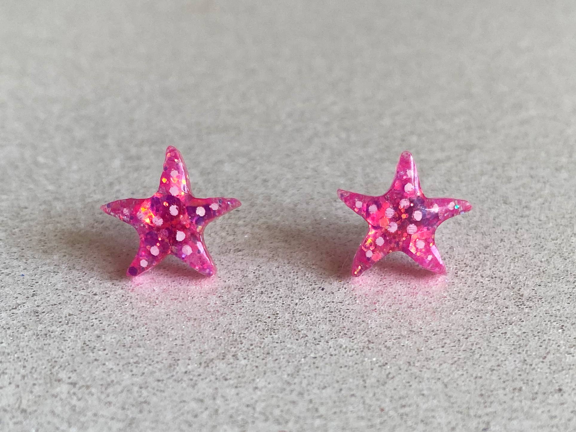 Pretty White, Pink, or Blue Summer Starfish Stud Earrings: Blue - The Regal Find