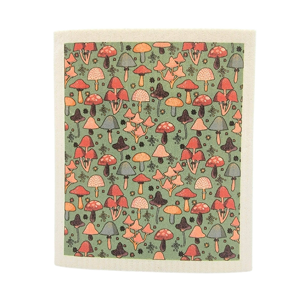 Sage Fall Mushroom Pattern Swedish Dishcloth - Fall Decor - The Regal Find