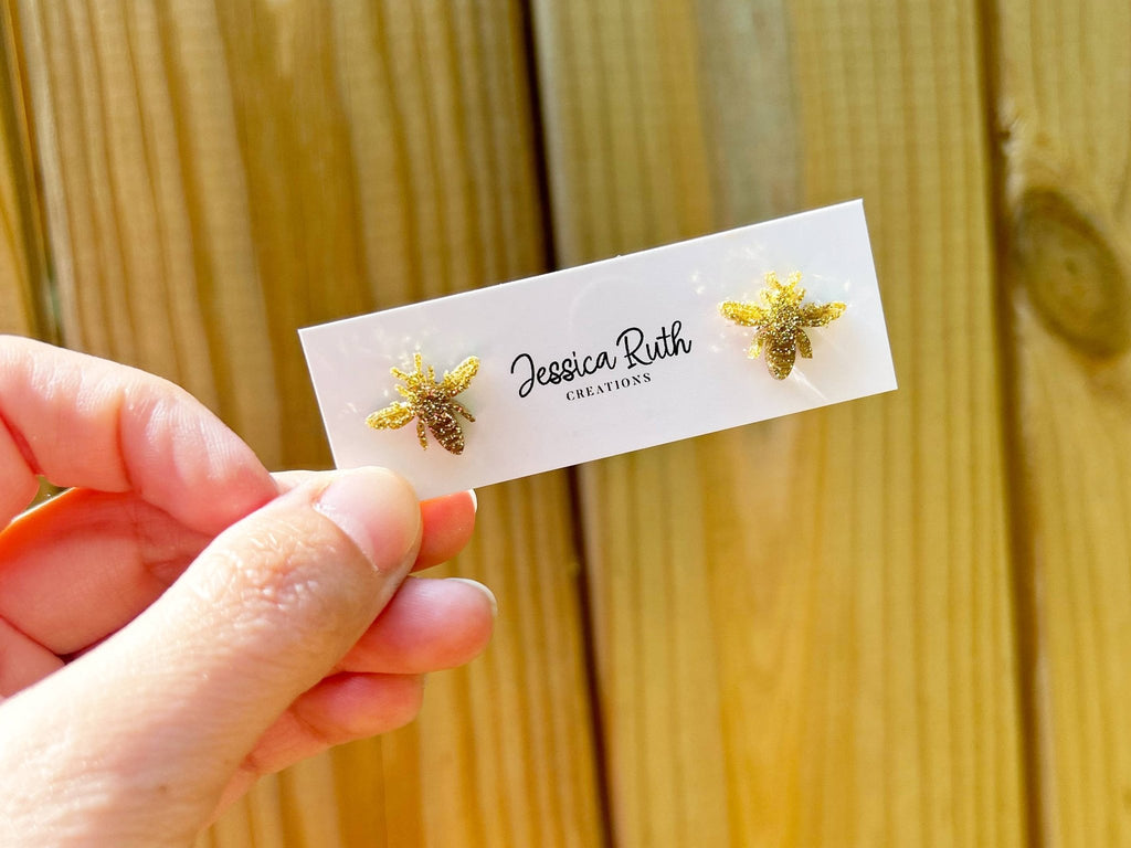 Sparkly Gold Bee Stud Earrings - The Regal Find
