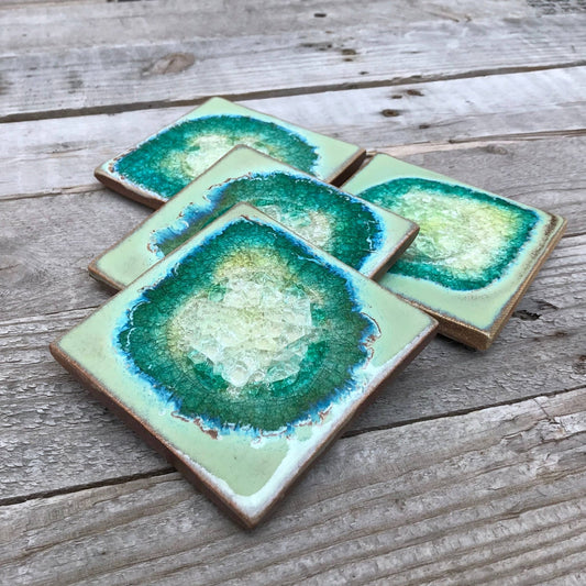 Square Coaster - Textured Turquoise: Individual Coaster - The Regal Find