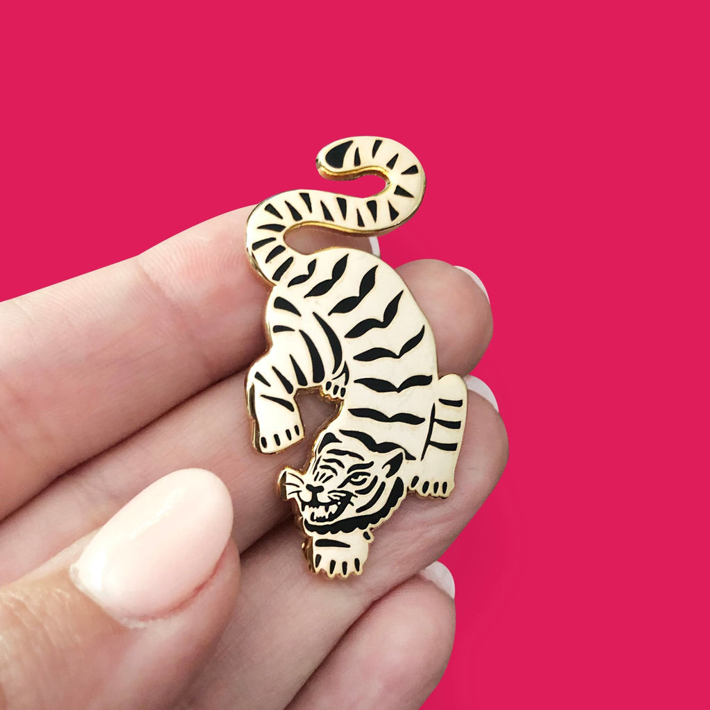 Stay Fierce Gold Tiger Hard Enamel Pin - The Regal Find