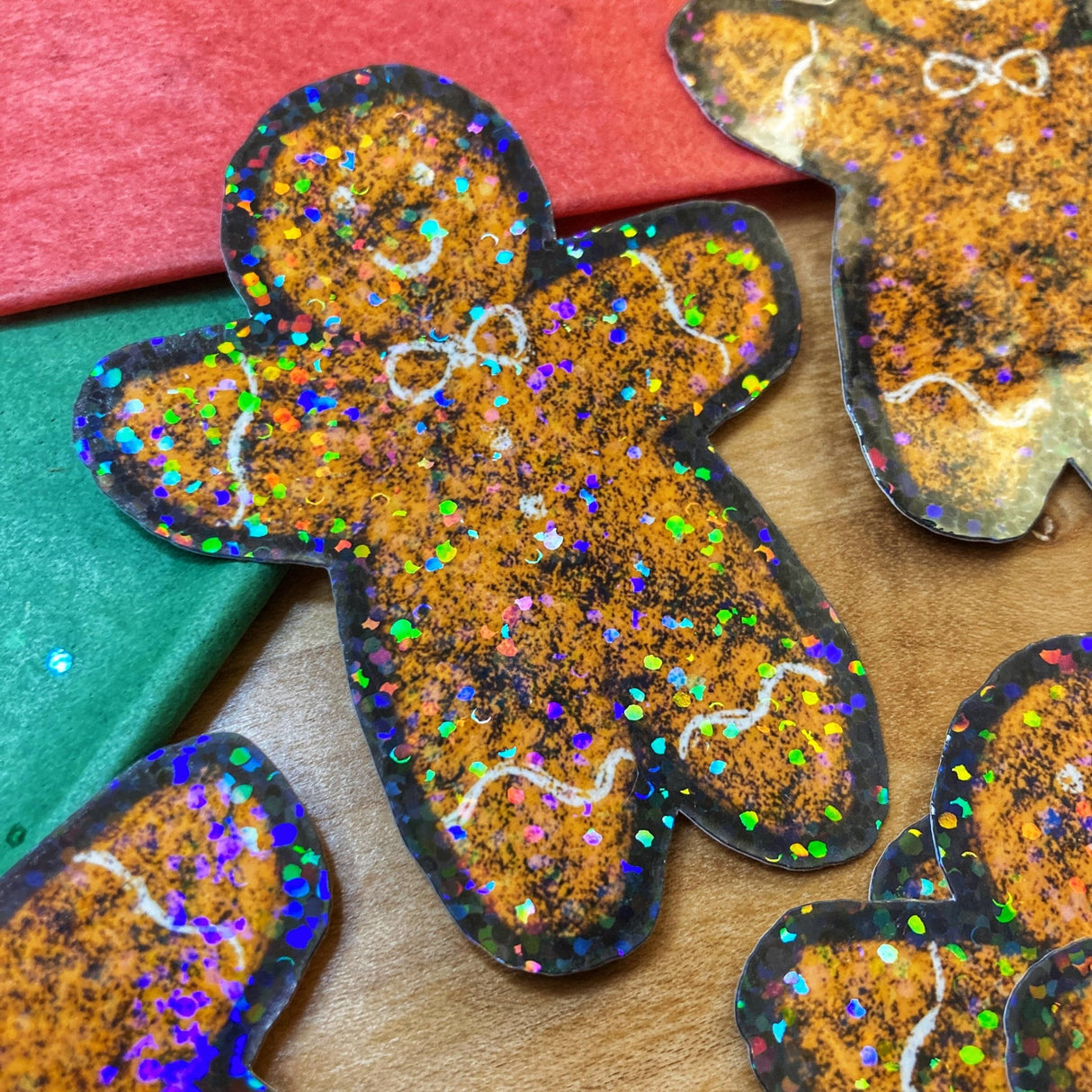 Tiny Gingerbread Man Glitter Sticker - The Regal Find