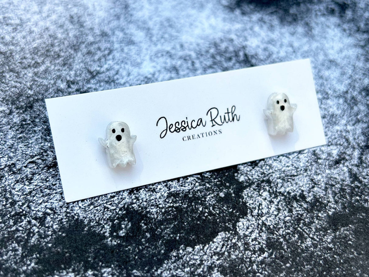 White Ghost Stud Earrings - The Regal Find