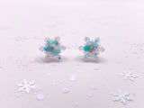 Winter Holiday Sparkly Snowflake Stud Earrings: Diamond Snow - The Regal Find