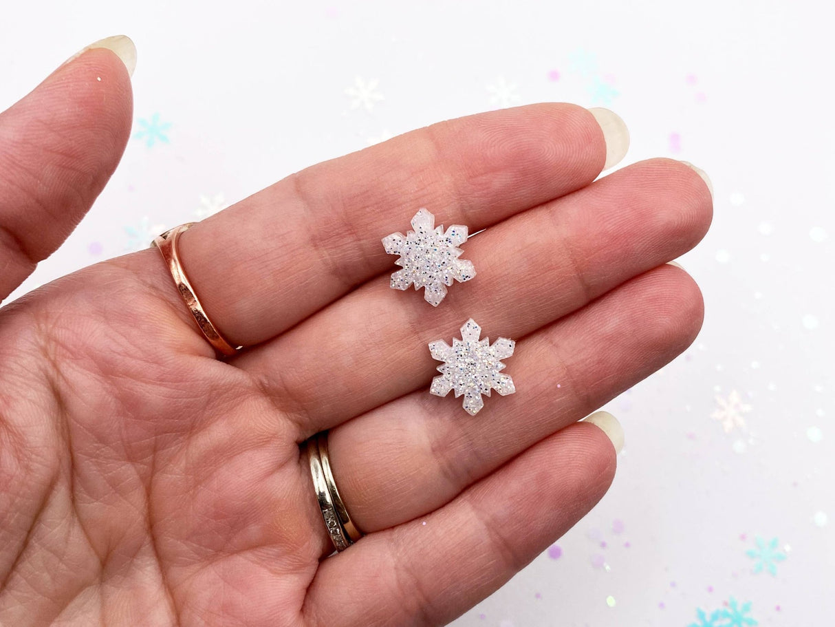 Winter Holiday Sparkly Snowflake Stud Earrings: Diamond Snow - The Regal Find